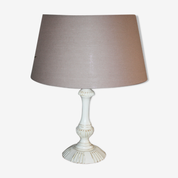 Taupe lamp with beige patina foot