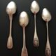 4 antique silver-plated metal teaspoons