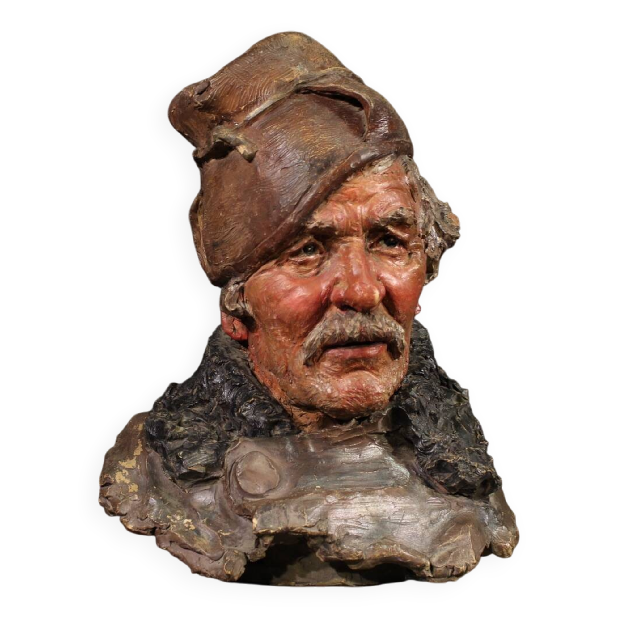 Italian terracotta sculpture of a fisherman from the 20th century