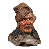 Sculpture italienne en terre cuite d'un pêcheur du XXe siècle