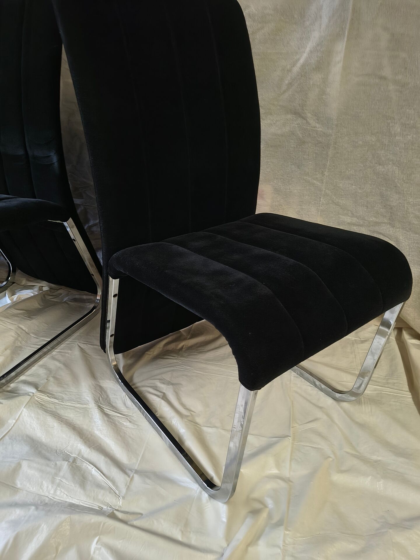 Vintage chrome chairs from the early 1980s.