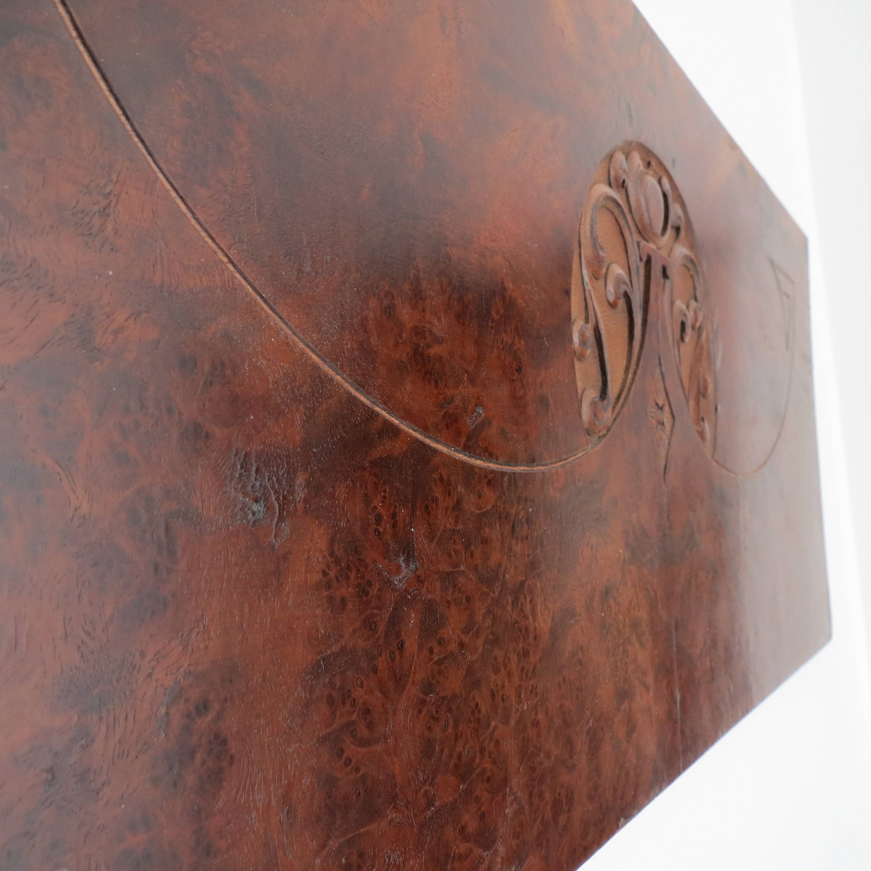 Art Nouveau Secessionist Carved Burr Walnut Wood Wall Hanging 1900