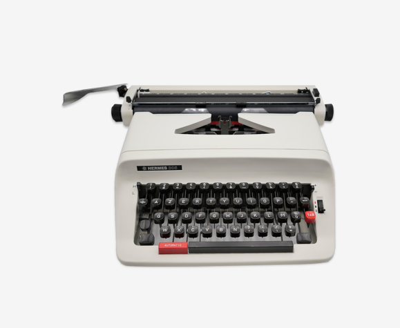 Machine à écrire Hermes 305 blanche révisée ruban neuf