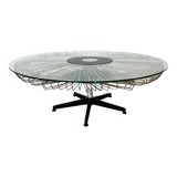 Italian rotating glass and metal coffee table designed for Prada, 1990s.