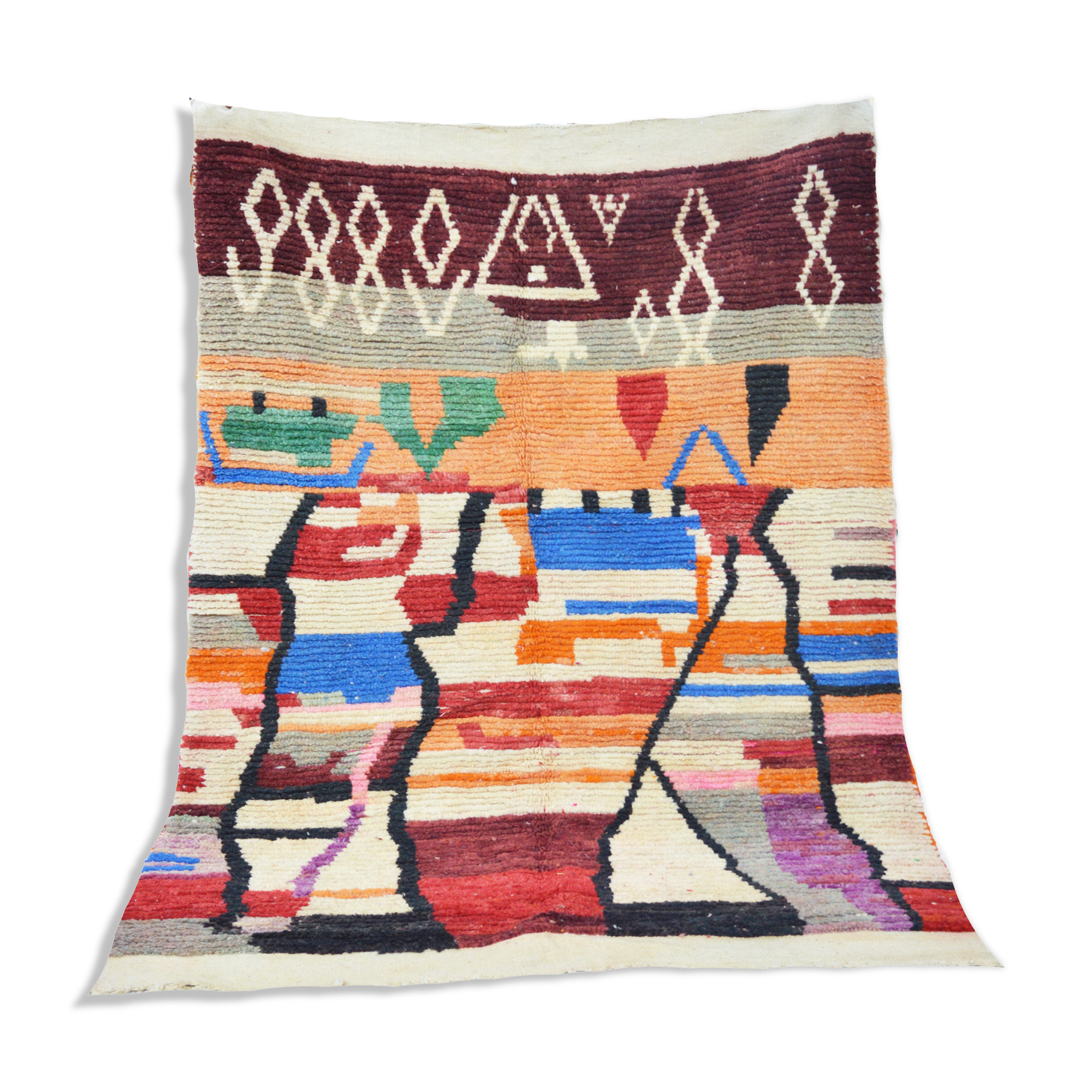 Multicolored moroccan berber carpet 200 x 147cm