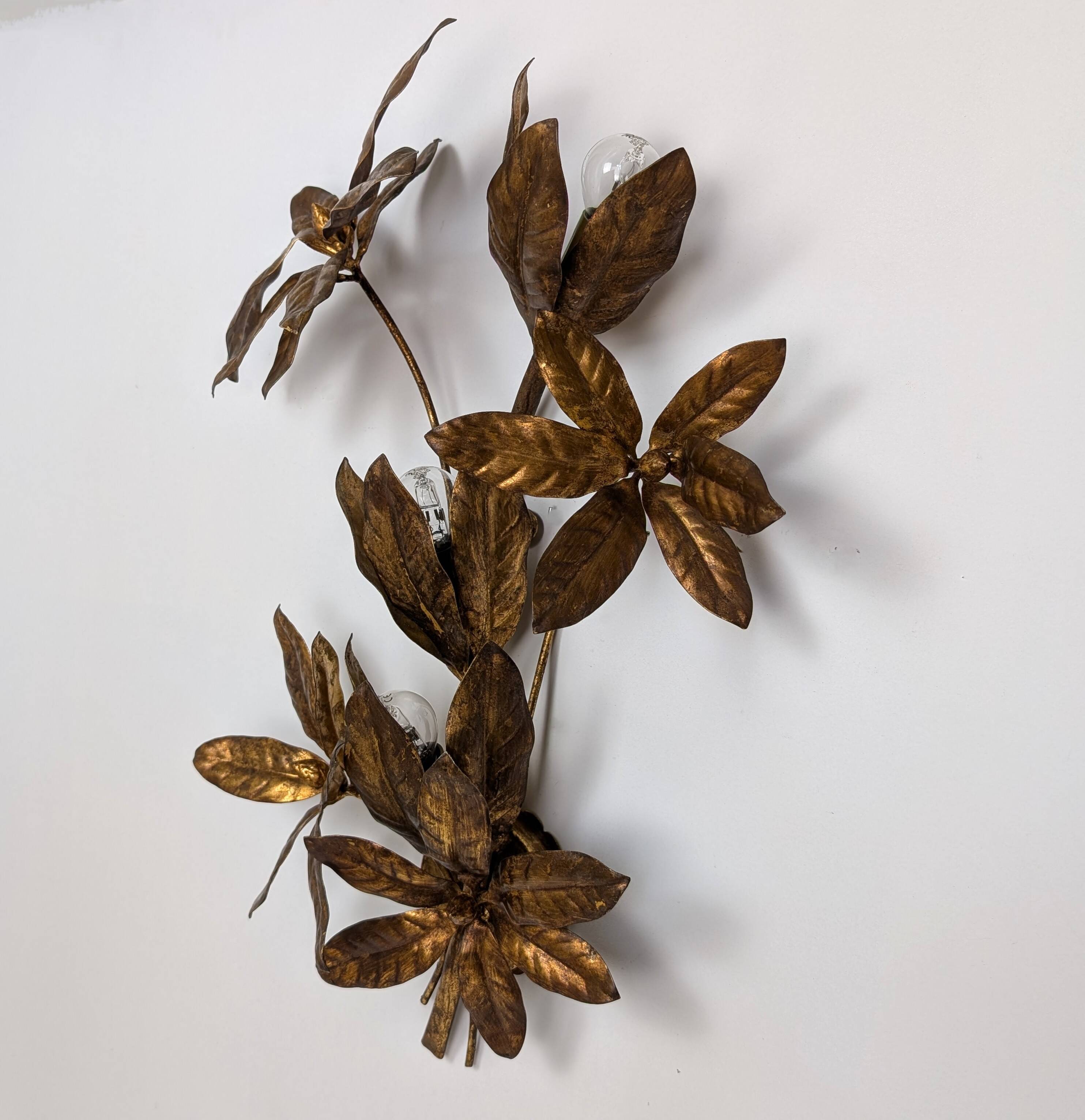 Golden leaf wall light 1970