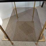 Modernist brass and smoked glass table - 1970s gallery style.