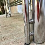 Coffee table chrome tubes and smoked glasses 1970