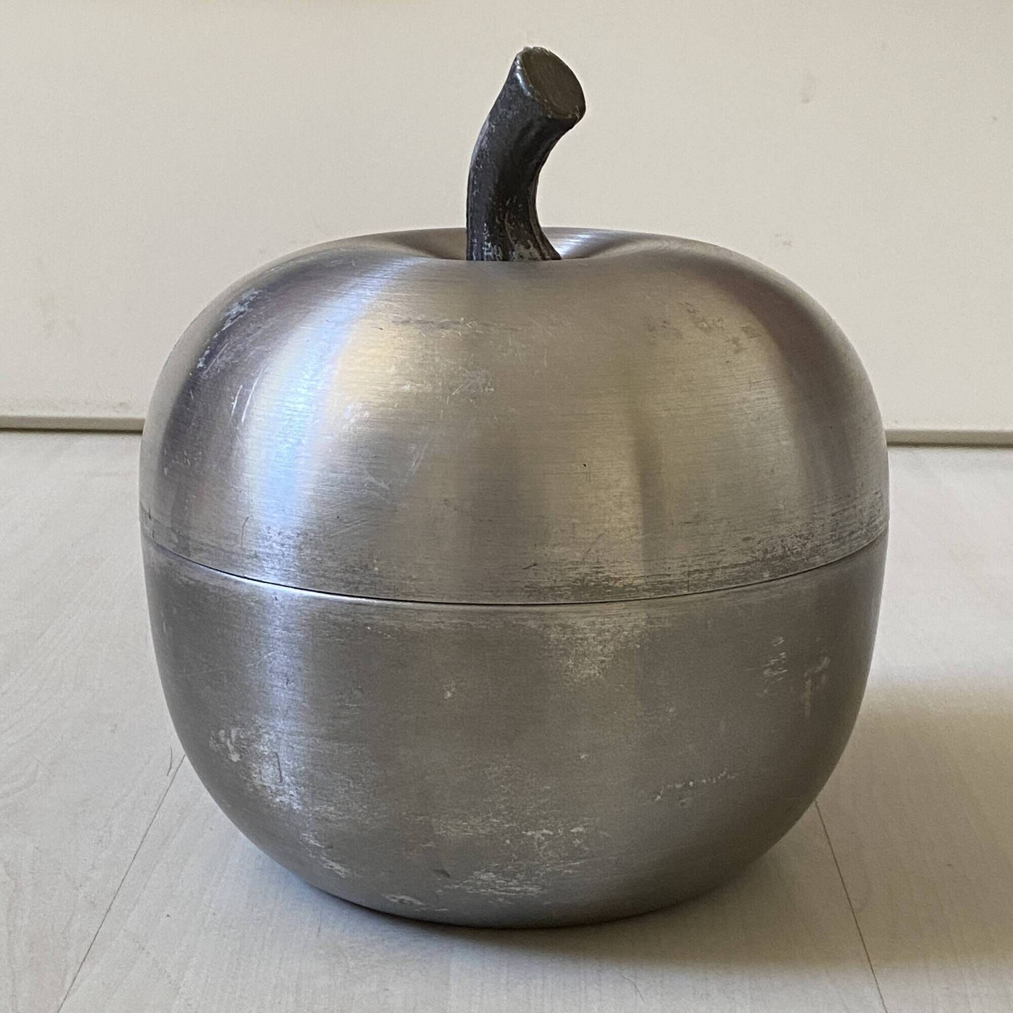 Vintage brushed aluminium ice bucket "Apple" (Made in Italy)