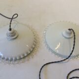 Duo of opaline hanging lamps