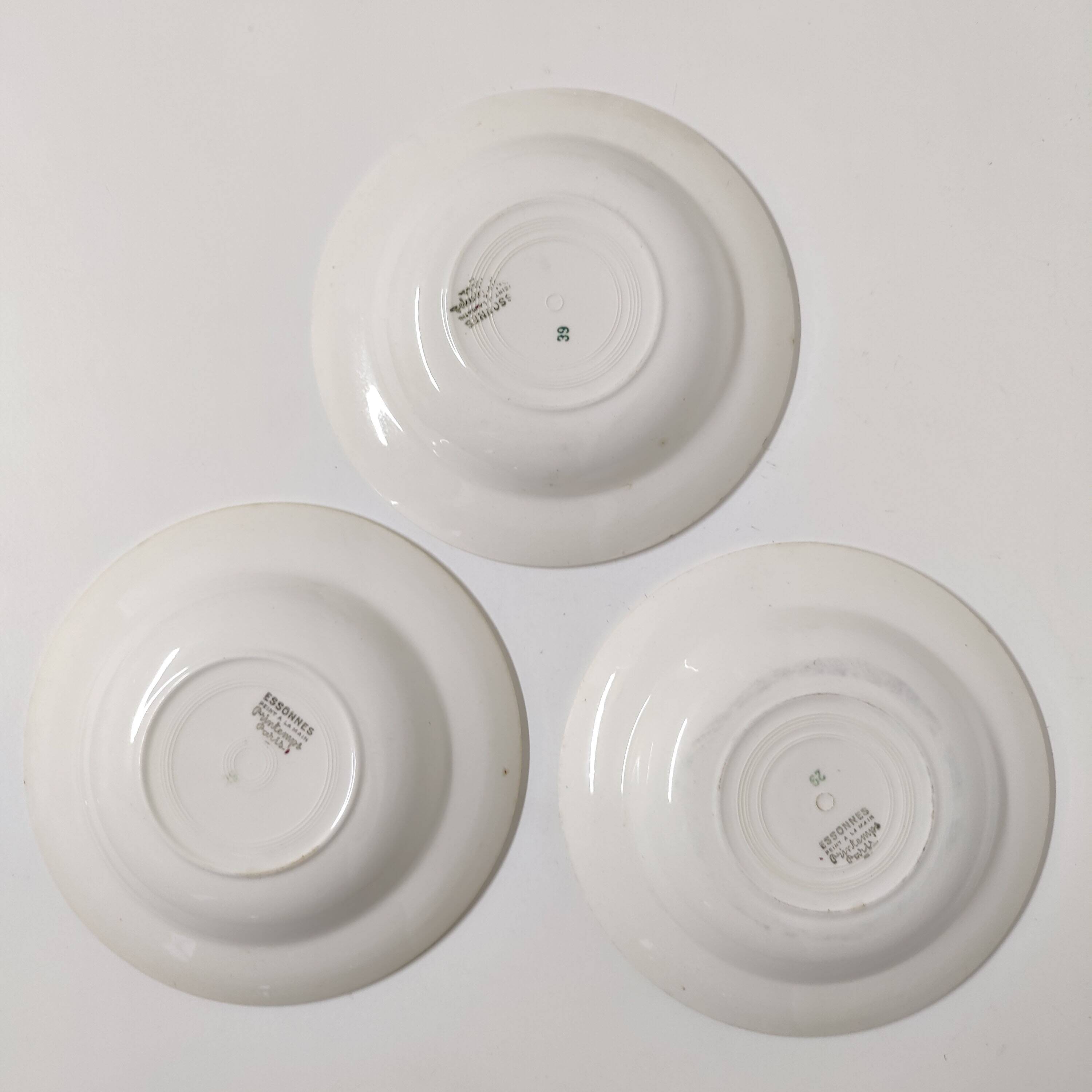 3 vintage floral soup plates Printemps Paris model Essonnes