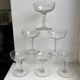 Set of 6 depicted Art Deco engraved crystal champagne glasses mismatched 50s