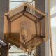 Vintage ceiling lamp in brass and smoked glass