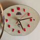 Vintage formica clock silent wall pendulum "FFR Morbier yellow red"