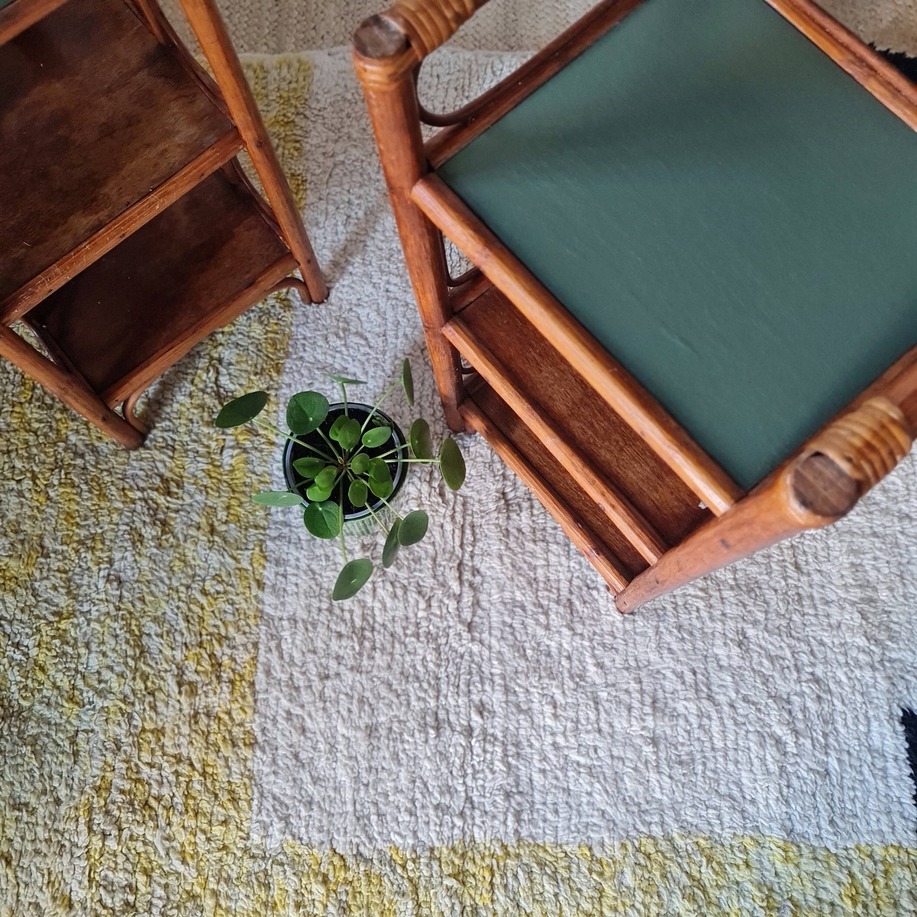 Pair of rattan shelves - antique bedside tables