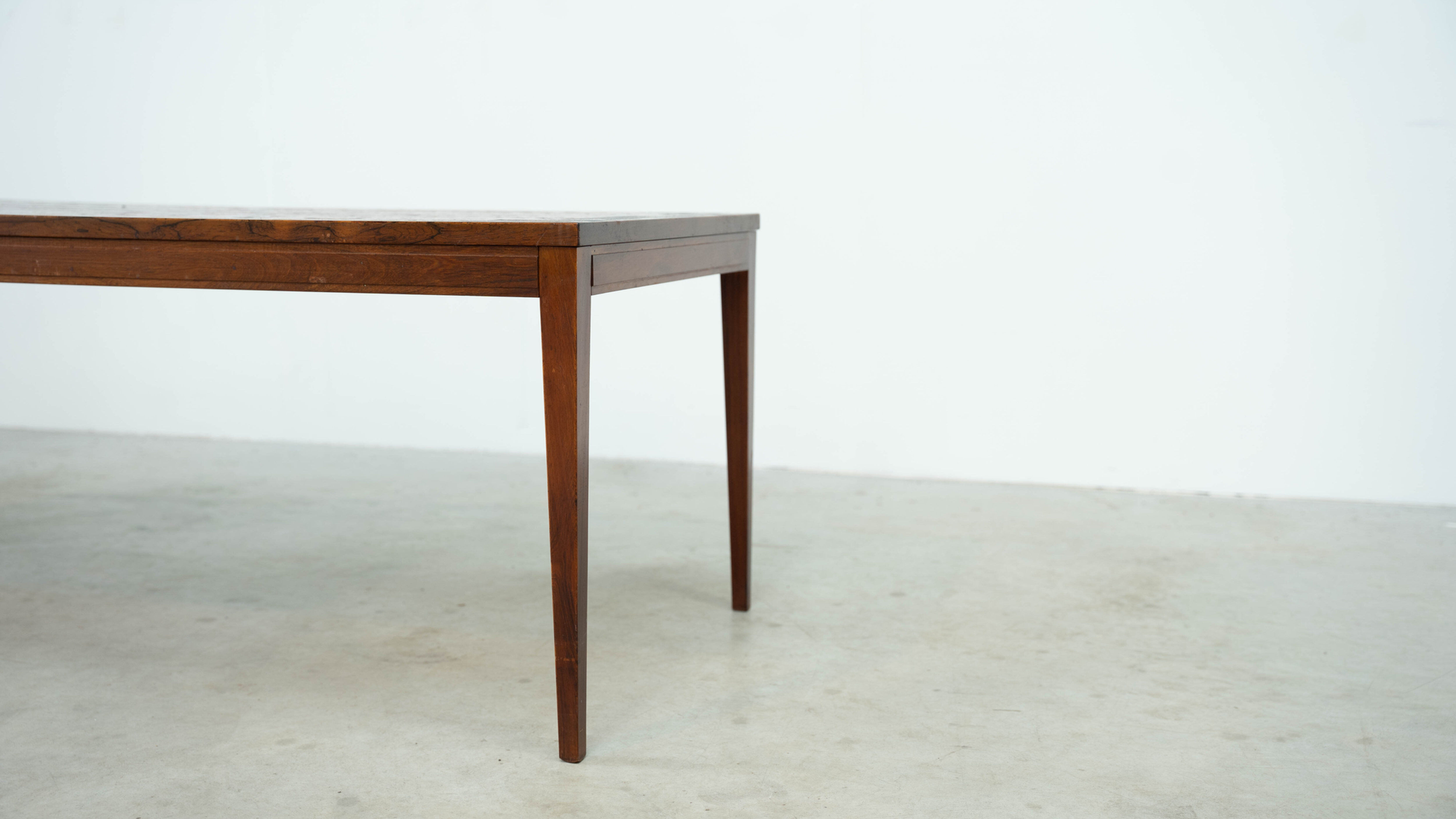 Danish red ceramic and teak coffee table