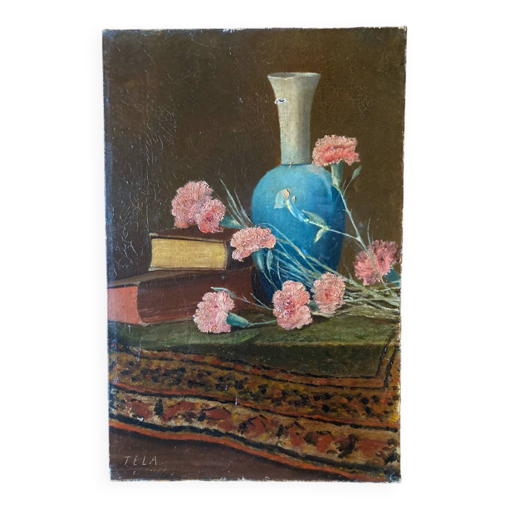 Oil painting still life with flowers