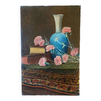 Oil painting still life with flowers