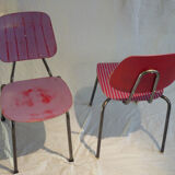 Pair of stackable steel tube chairs