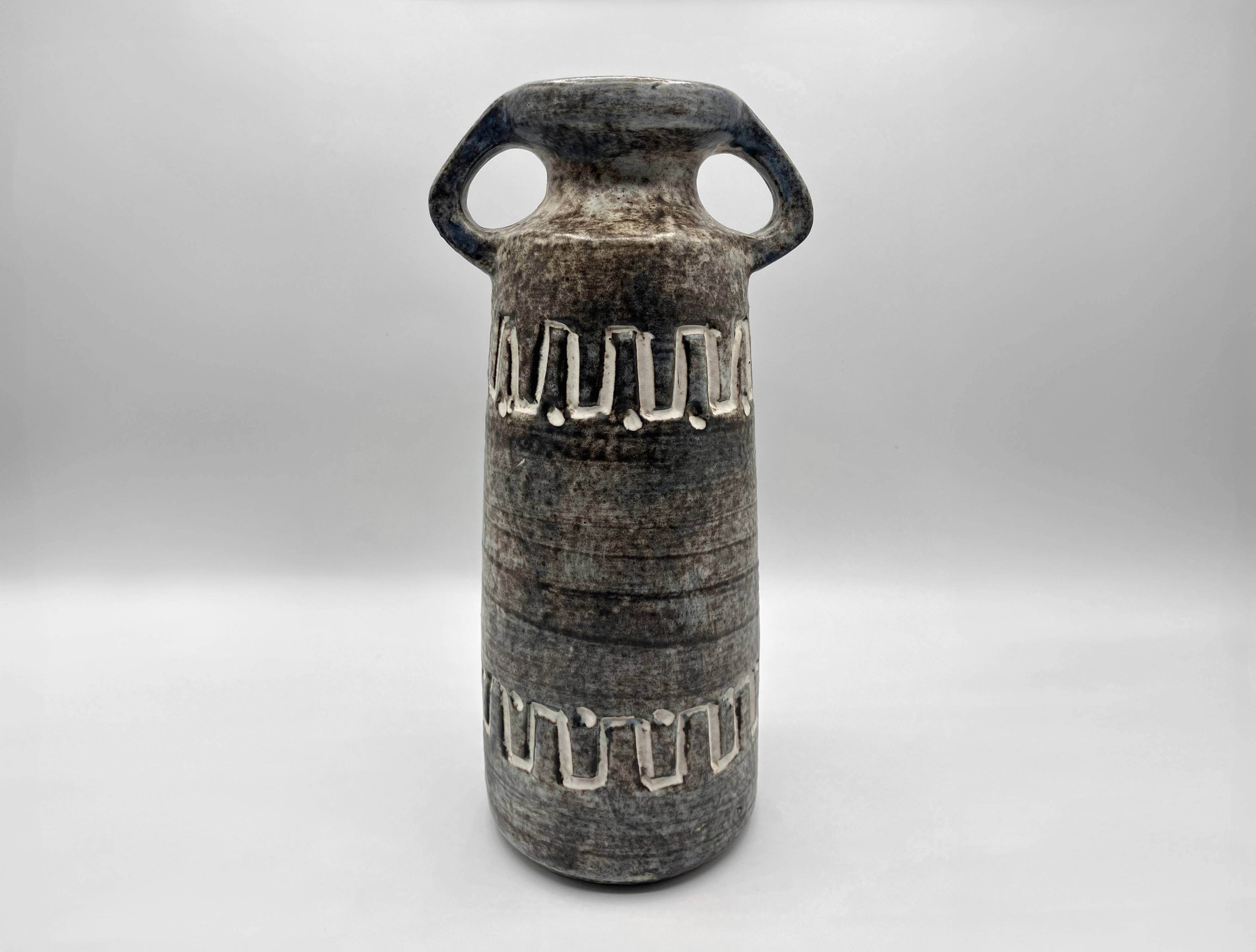 Heissner Keramik vase in grey ceramic, East Germany 1960