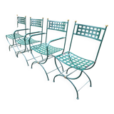 2 armchairs and 2 chairs in full wrought iron, handcrafted.