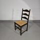 Set of 2 oak, rustic, farmhouse, ladderback dining chairs with rush seats