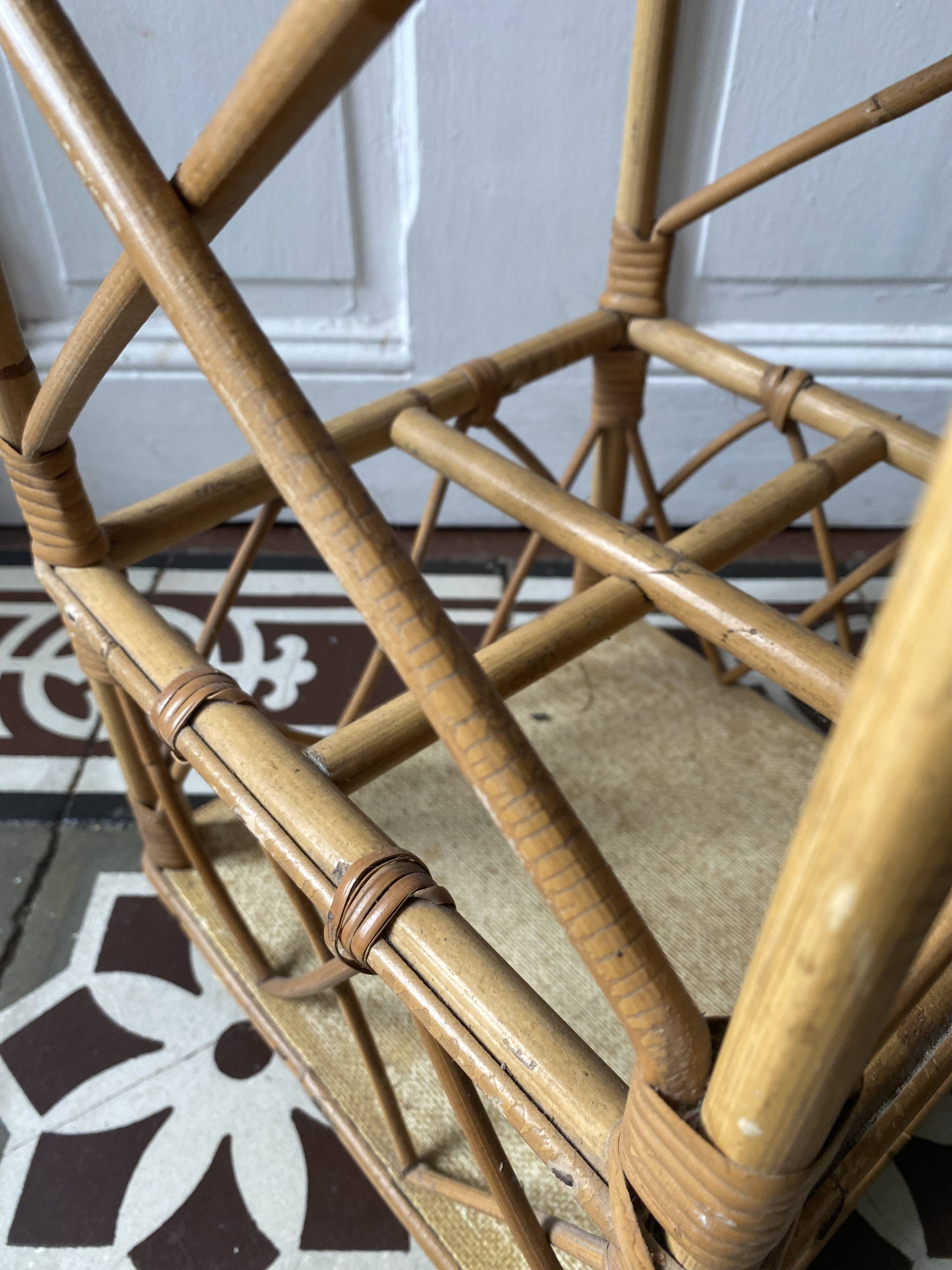 Vintage rattan bar or bottle holder