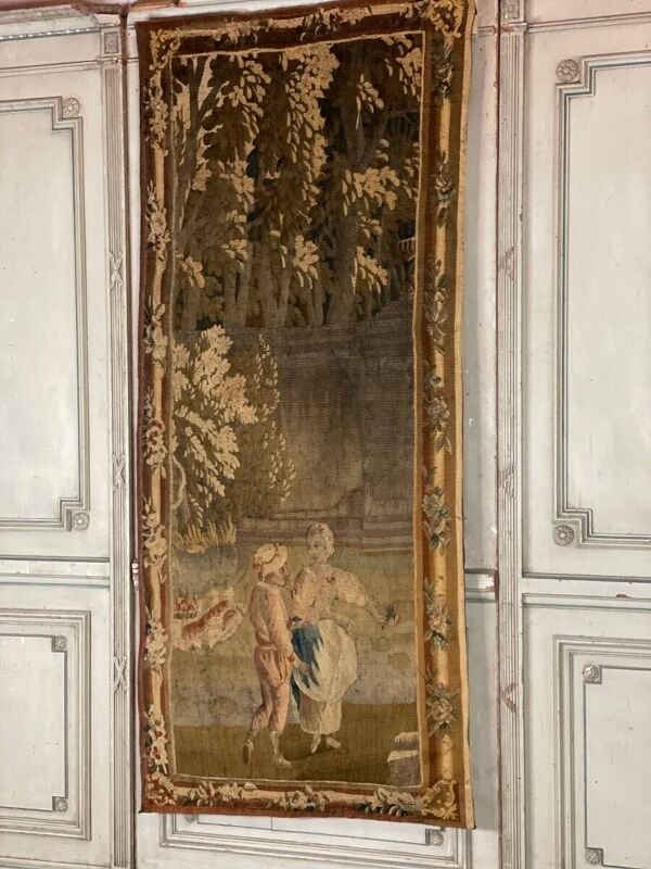 Tapisserie laine et soie, portière, XVIIIème siècle