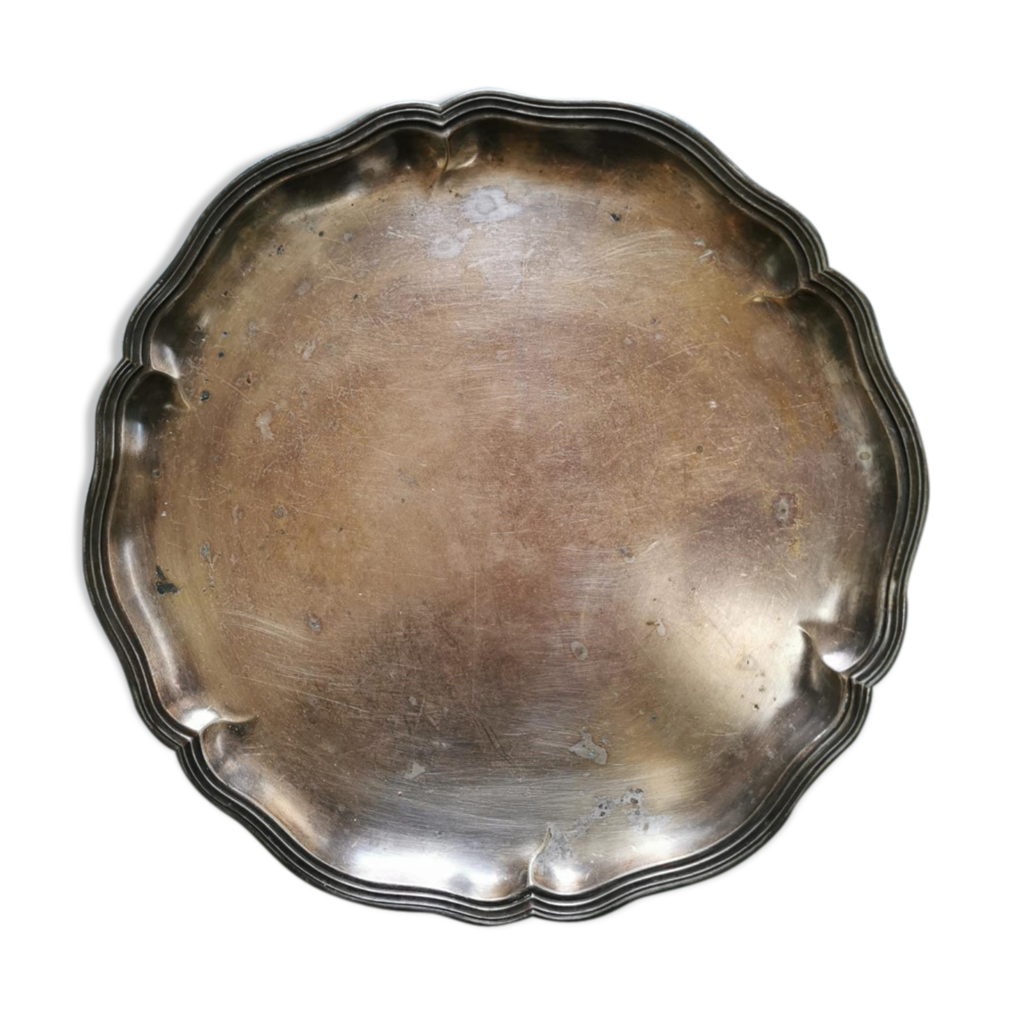 Vintage silver metal serving tray