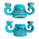 Pair of turquoise and gold double candlesticks