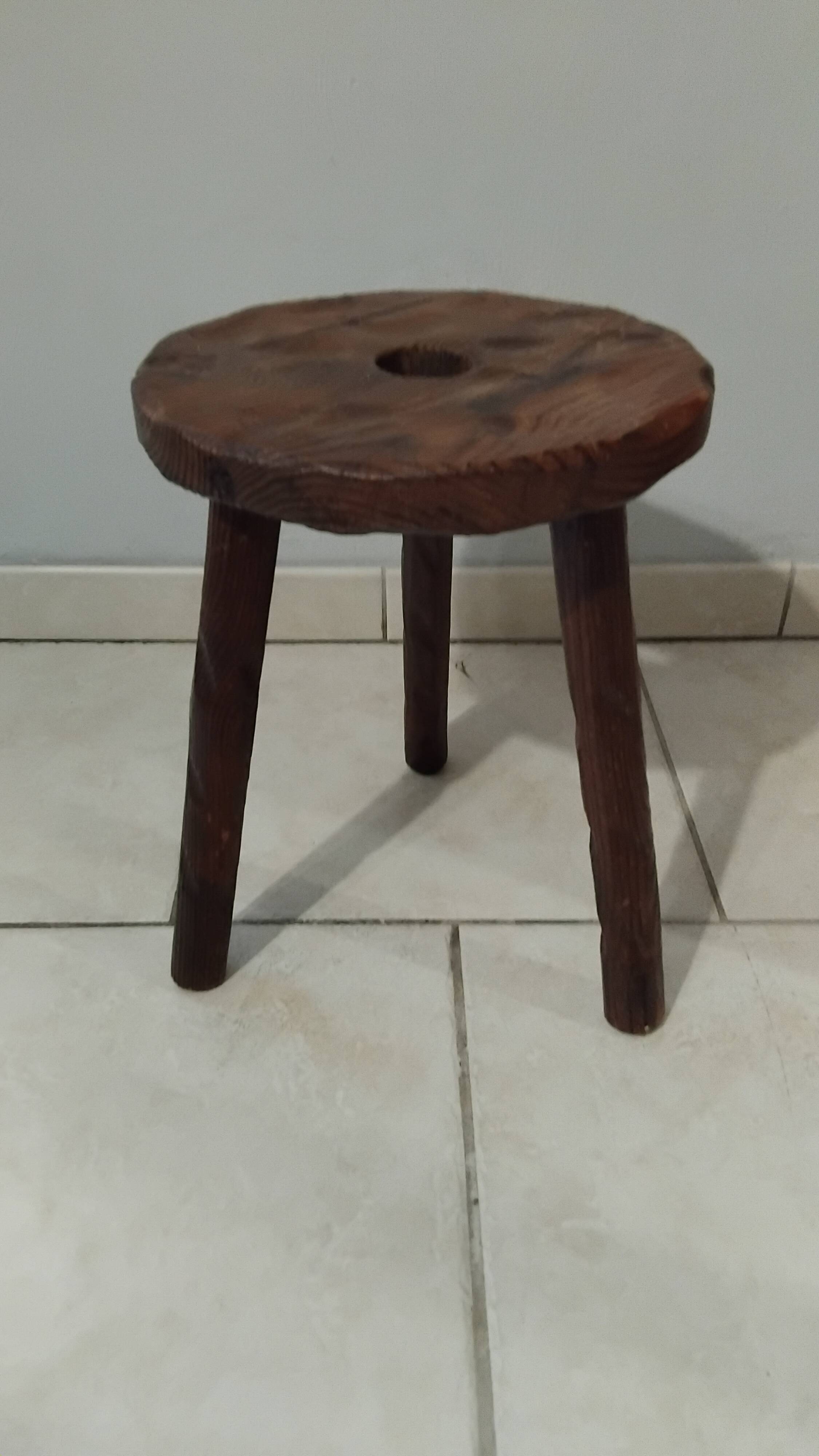 Vintage wooden perforated stool