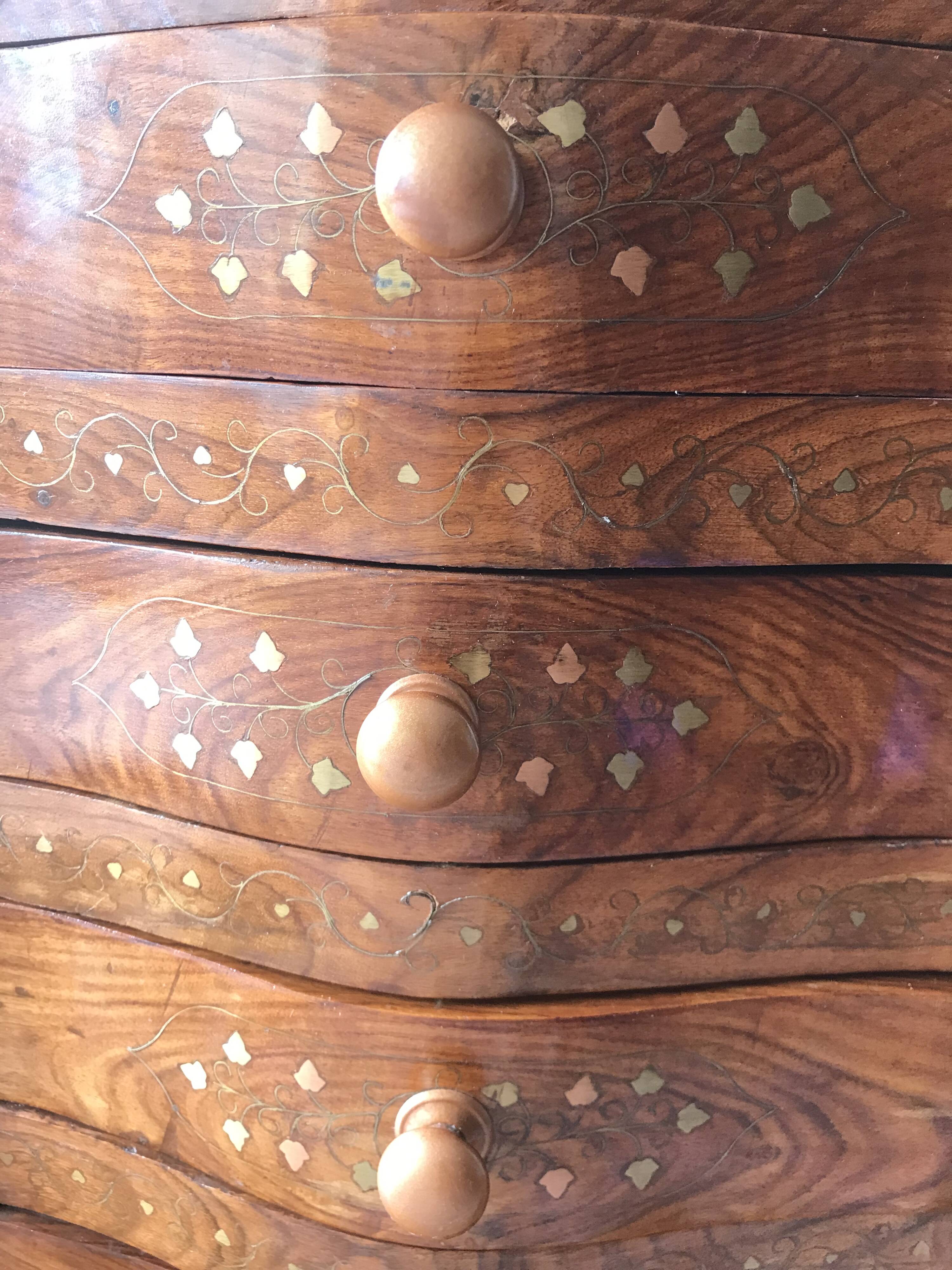 Meuble chiffonnier marqueterie ancien artisanal
