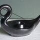 Zoomorphic swan candlestick in black glazed ceramic, Italy circa 1950.