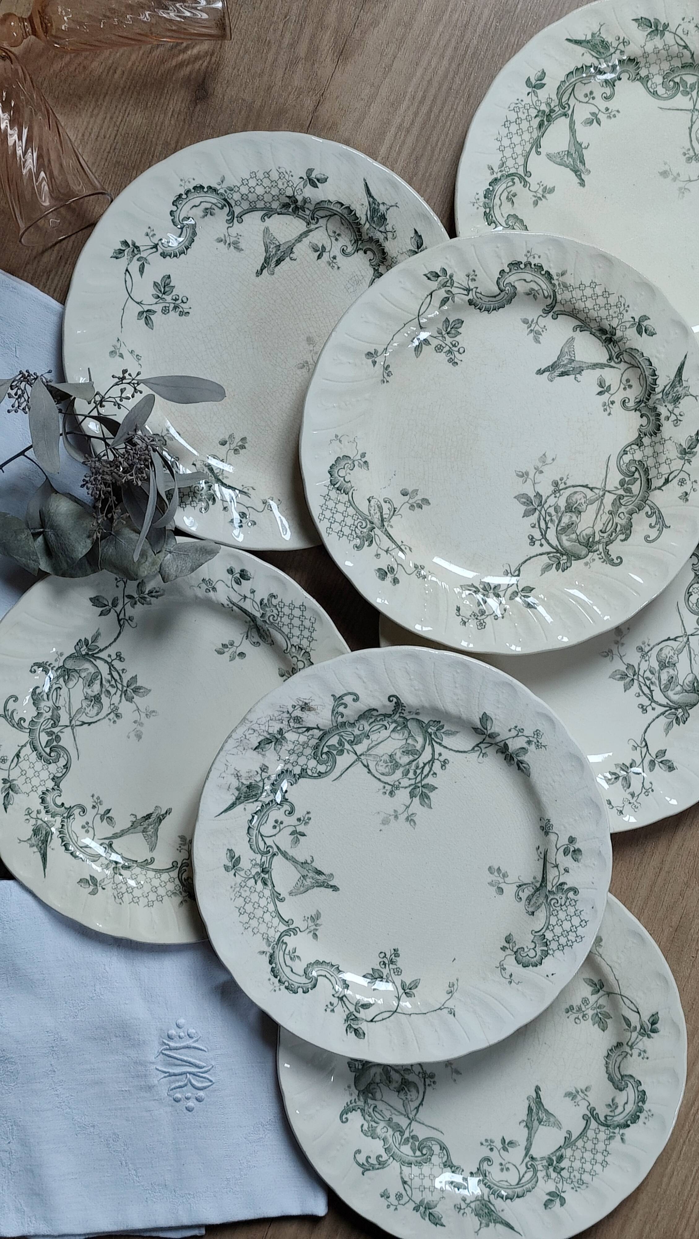 Set of 7 Lauzun Gien ironstone plates