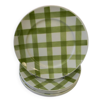 Set of 6 flat plates in orchies earthenware. nappe model.