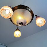 Chandelier in glass paste and bronzed metal