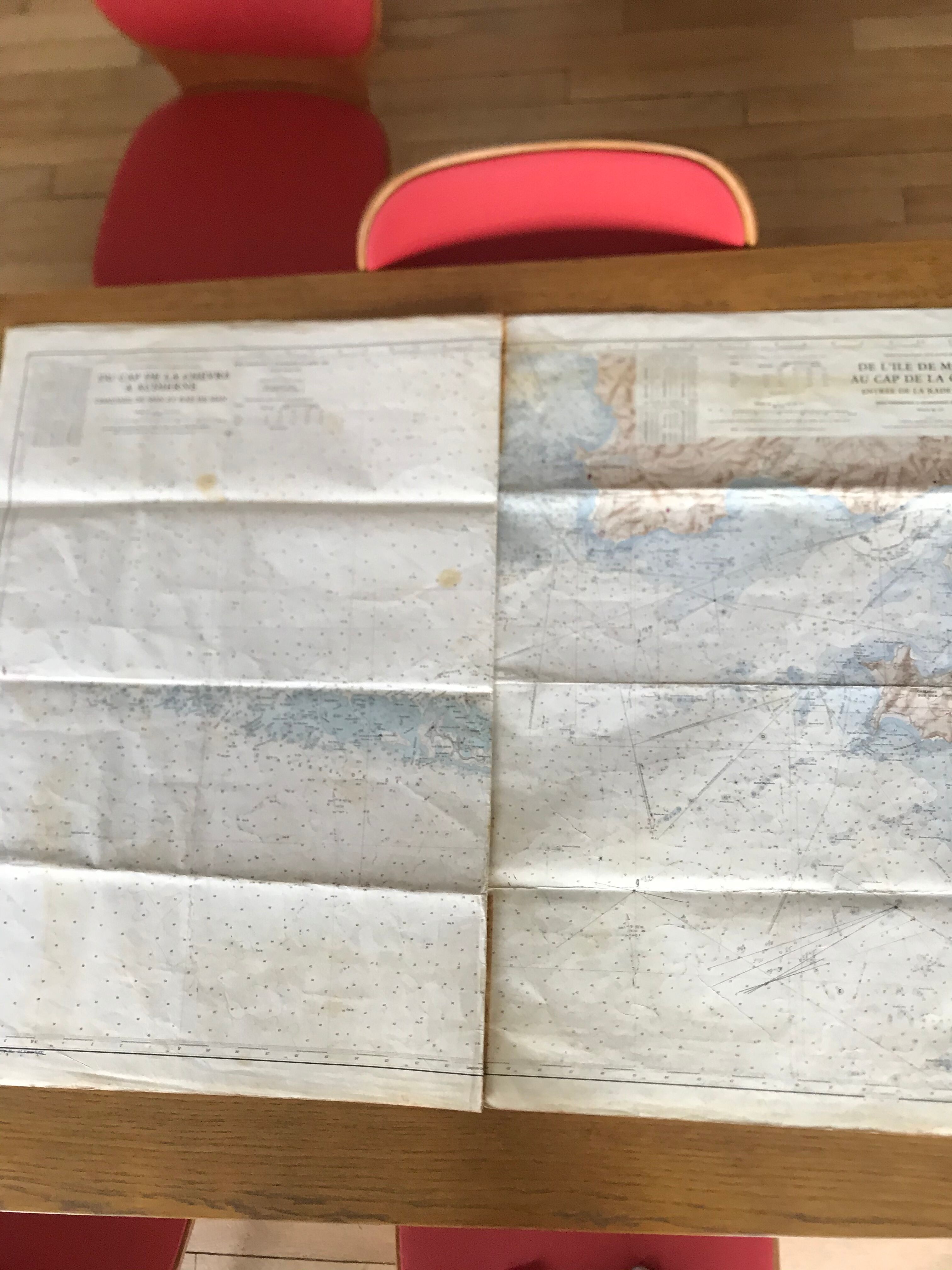 Old nautical charts on the breton coast