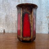 Antique Vase Scheurich Keramik Ceramic Brown Red West Germany Vintage #B767