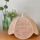 Vintage Pink Rattan Pendant Lamp