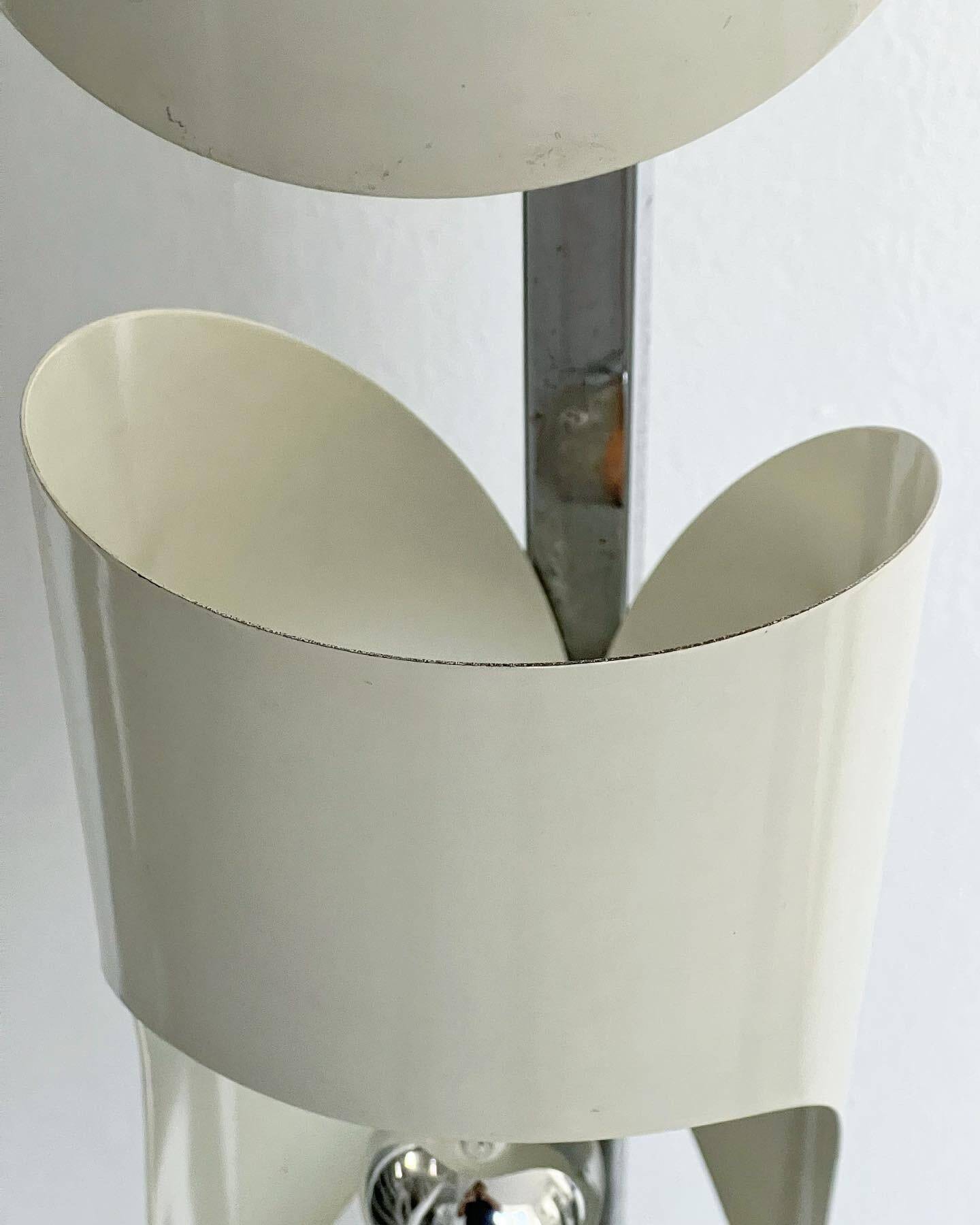 Vintage Space Age Floor Lamp in Steel and Chrome , 1970's Italian Floor lamp