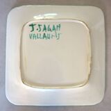 Square dish in glazed ceramic, scarified, signed Jacques Sagan Vallauris,