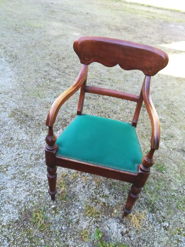 Wooden armchair and fabric seat