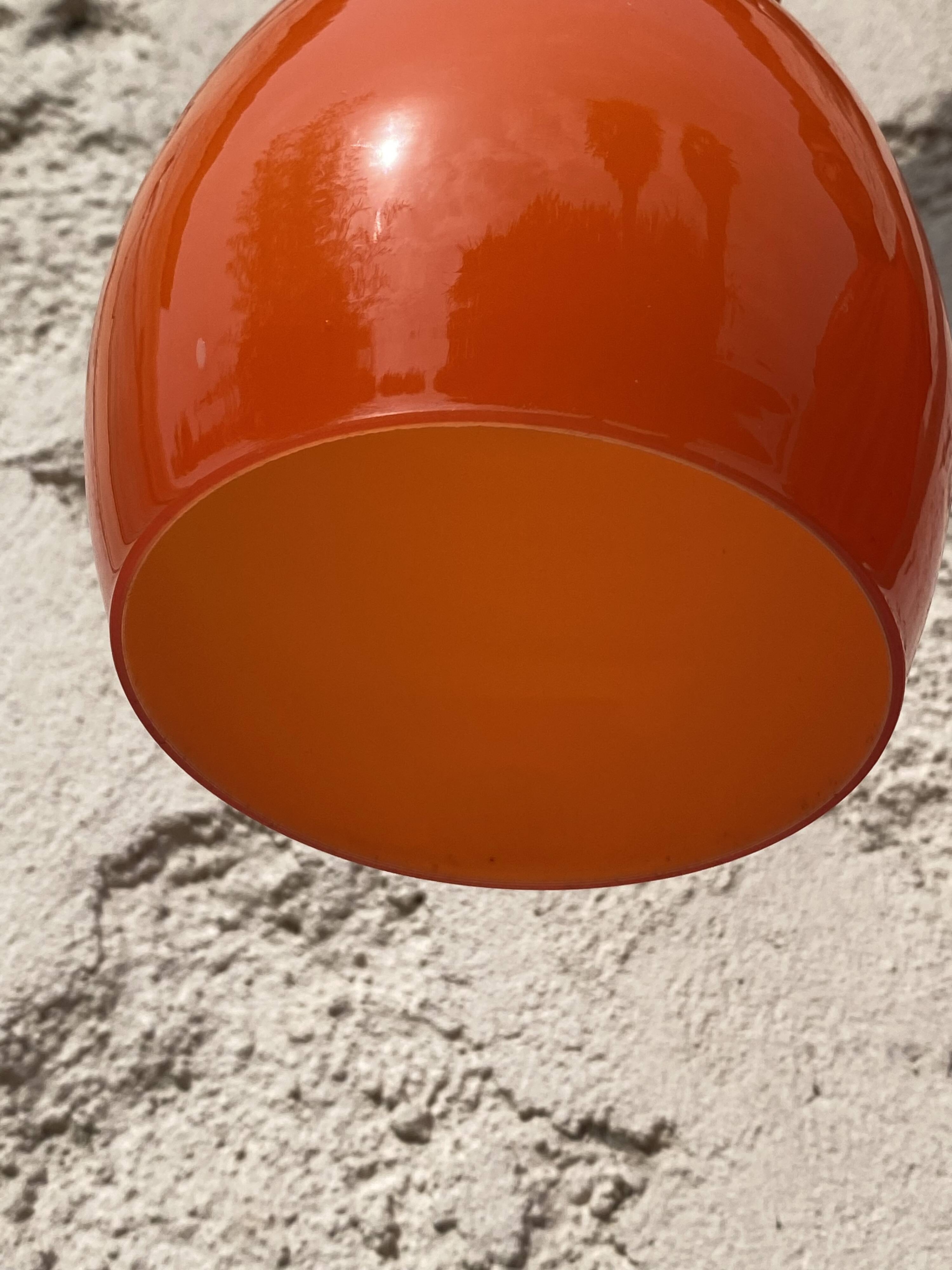 Vintage pendant lamp in orange opaline, 1970