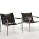 Set of black leather SZ02 armchairs by Martin Visser for t Spectrum