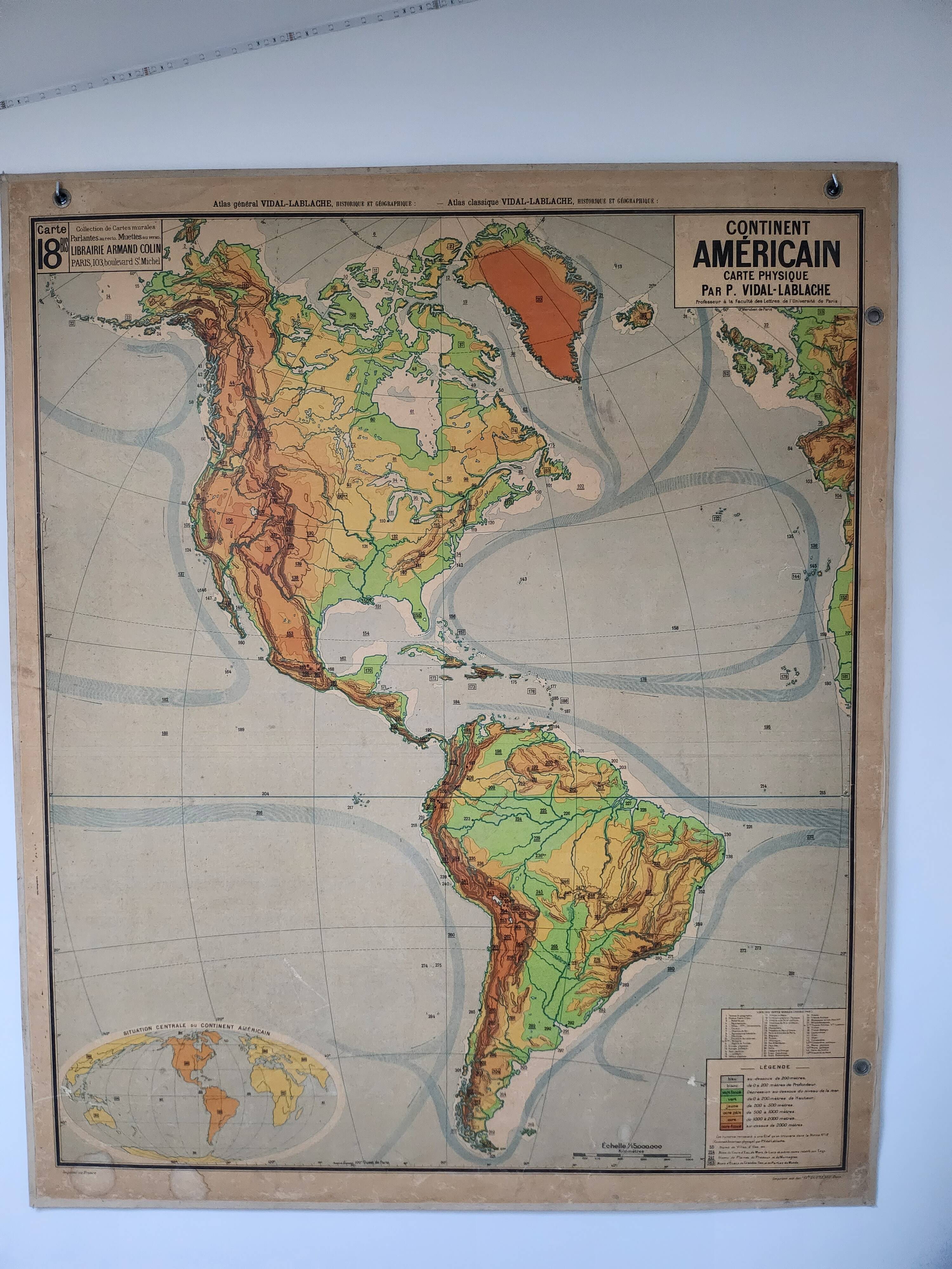 School wall map vidal lablache 18 and 18 bis