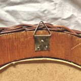 Vintage round woven rattan wall mirror