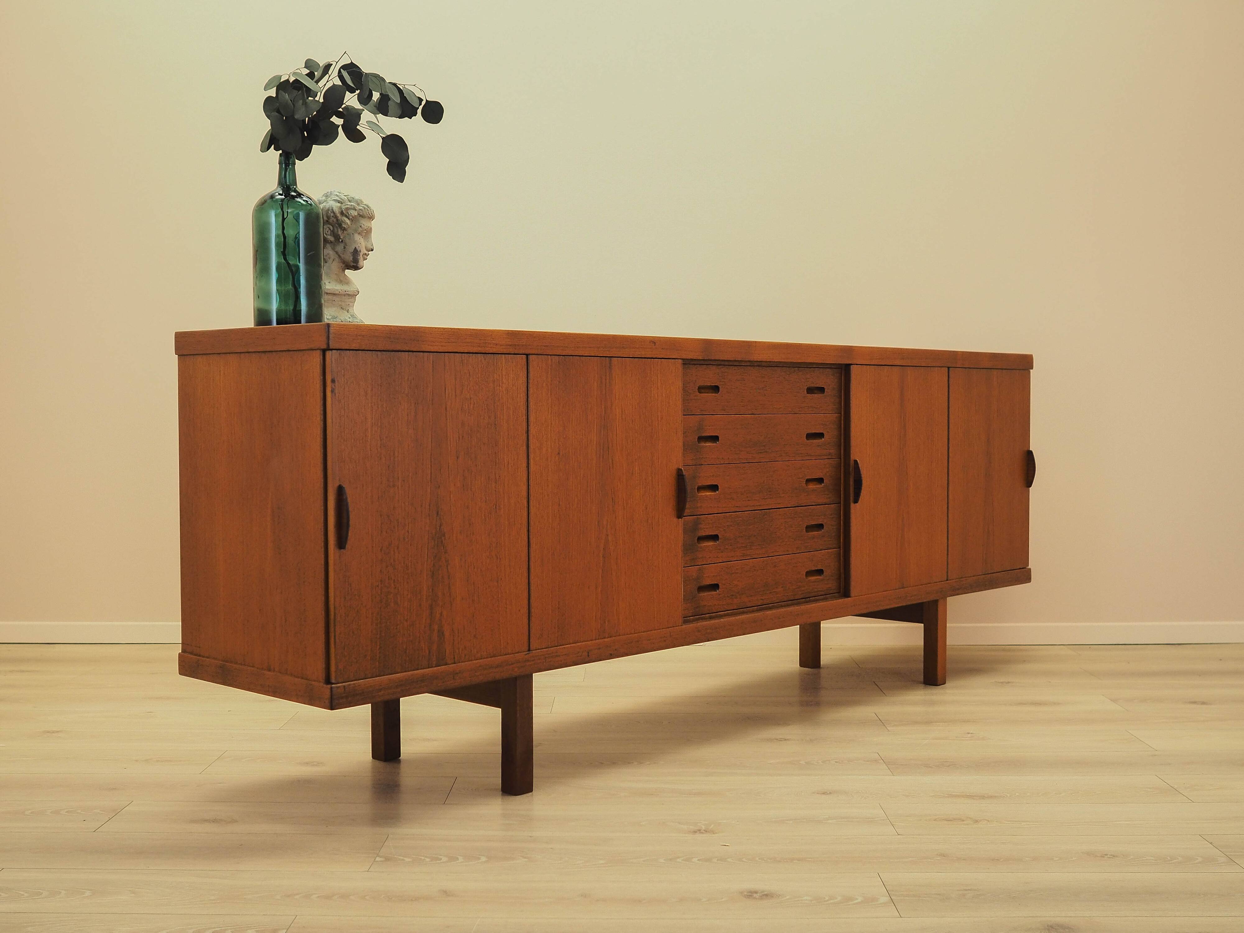 Teak sideboard with sliding doors, Denmark, 1960s