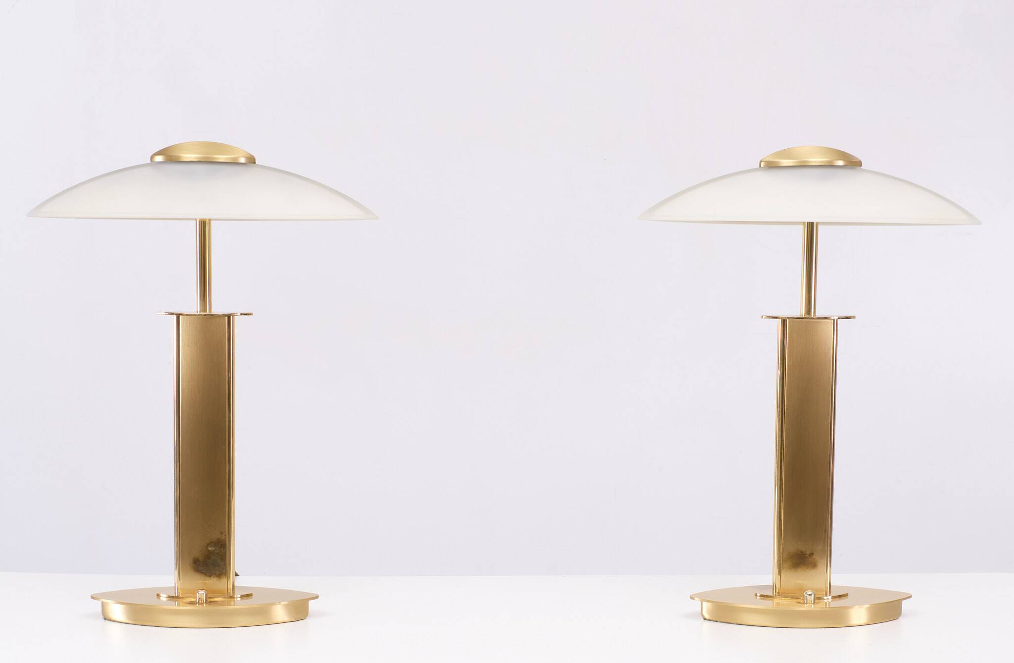 set Holtkotter Brass table lamps 1980s Germany