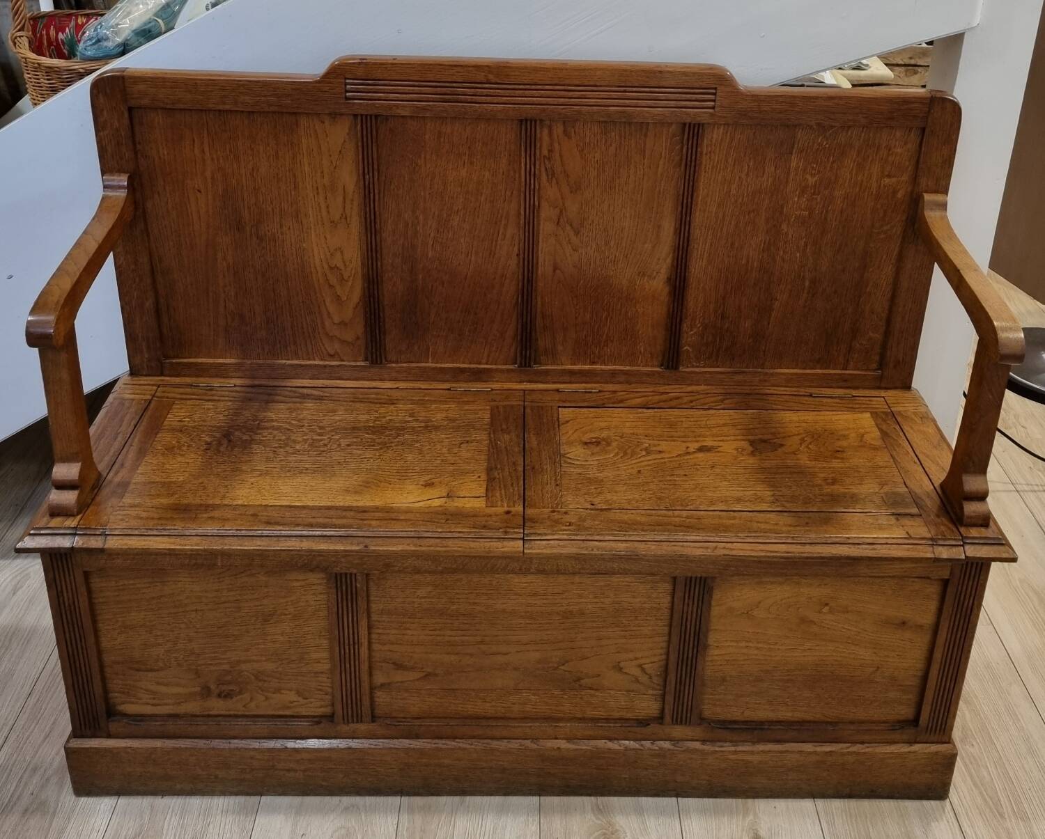 Oak storage bench