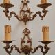 Pair of gilded bronze wall lights with double arms Mod Dep Bronze